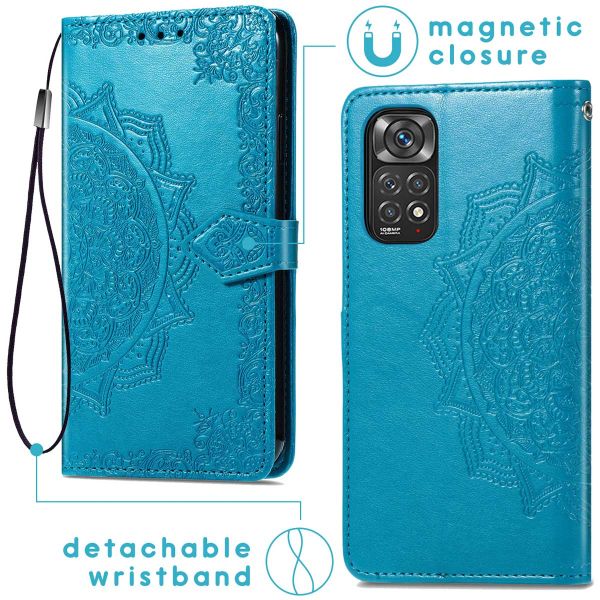 imoshion Etui de téléphone portefeuille Mandala Xiaomi Redmi Note 11 (4G) / Note 11S (4G) - Turquoise