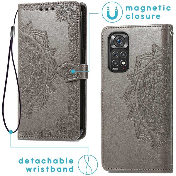 imoshion Etui de téléphone portefeuille Mandala Xiaomi Redmi Note 11 (4G) / Note 11S (4G) - Gris