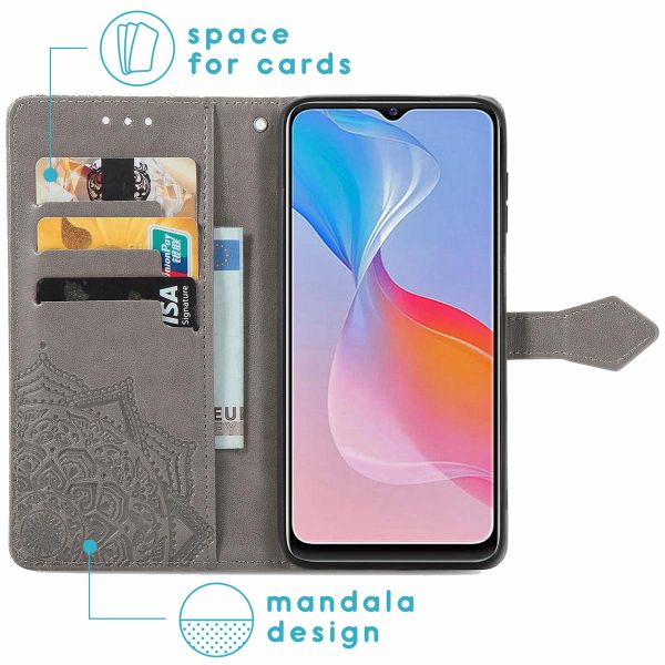 imoshion Etui de téléphone portefeuille Mandala Vivo Y21(s) / Y33s - Gris