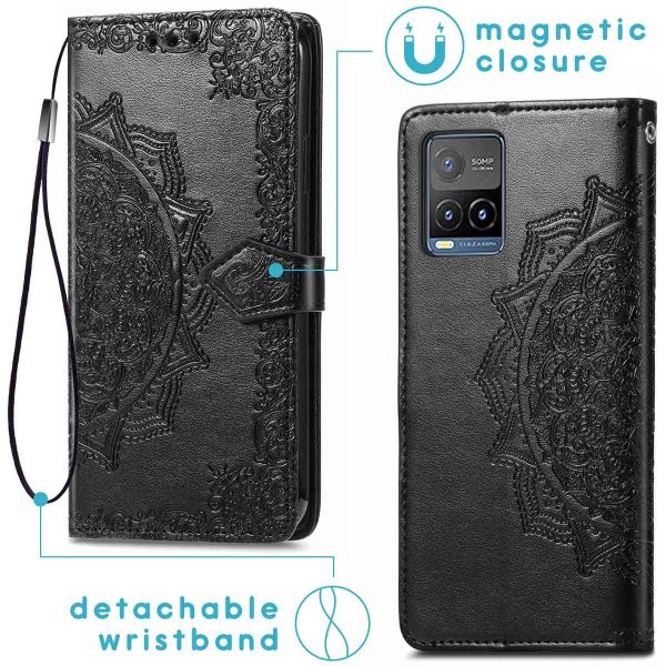 imoshion Etui de téléphone portefeuille Mandala Vivo Y21(s) / Y33s - Noir