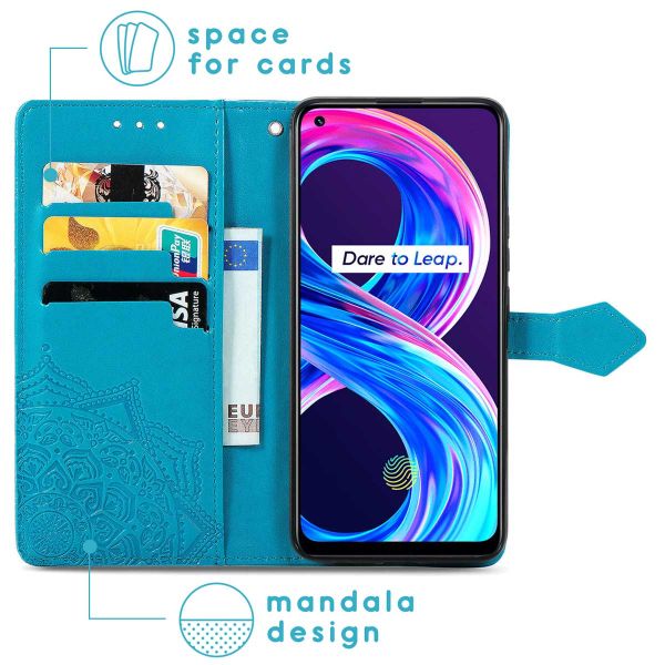 imoshion Etui de téléphone portefeuille Mandala Realme 8 (Pro) - Turquoise