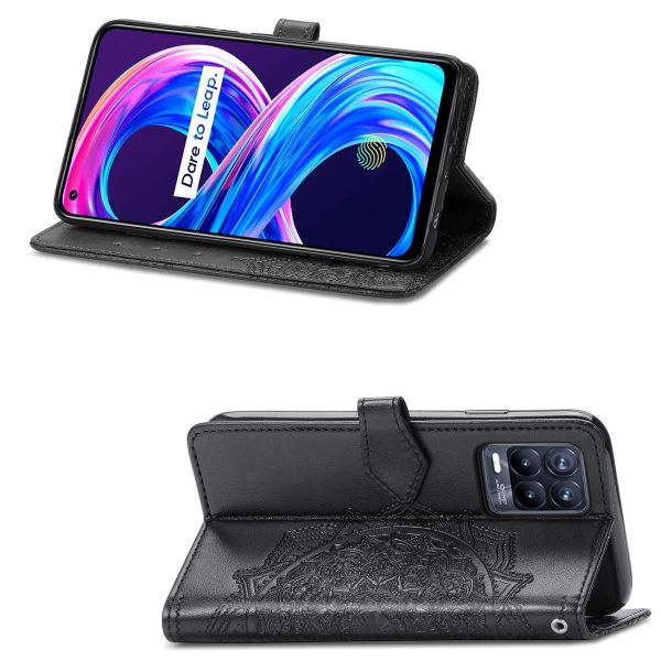 imoshion Etui de téléphone portefeuille Mandala Realme 8 (Pro) - Noir