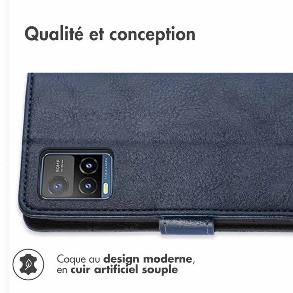 imoshion Étui de téléphone portefeuille Luxe Vivo Y21(s) / Y33s - Bleu foncé