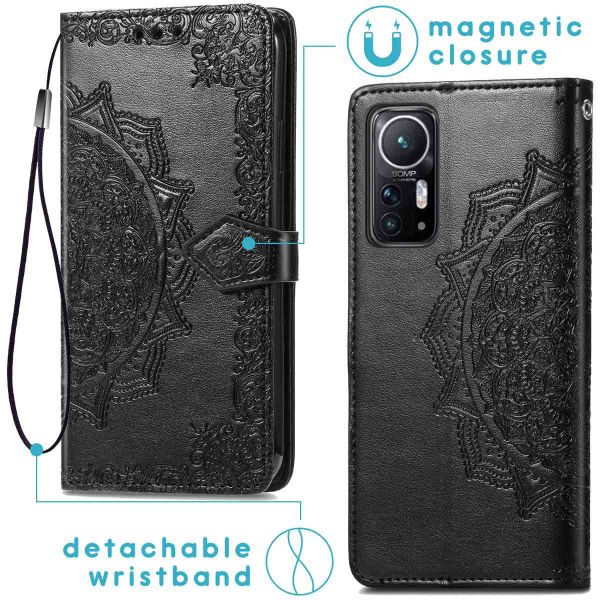 imoshion Etui de téléphone portefeuille Mandala Xiaomi 12 / 12X - Noir