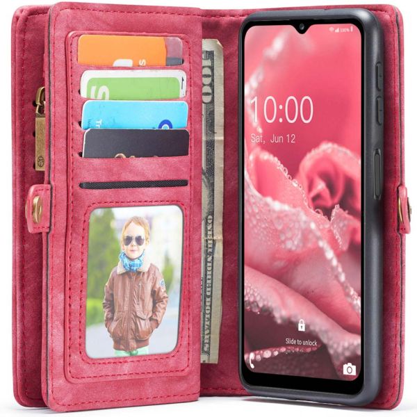 CaseMe Etui de téléphone de luxe en cuir deux en un Samsung Galaxy A13 (5G) / A04s - Rouge