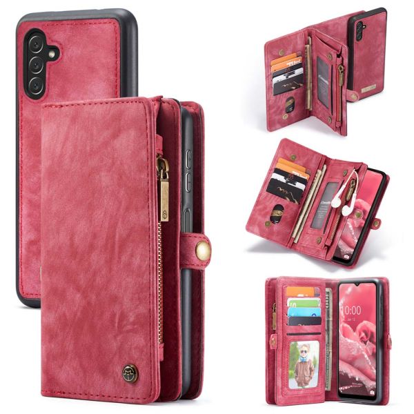 CaseMe Etui de téléphone de luxe en cuir deux en un Samsung Galaxy A13 (5G) / A04s - Rouge