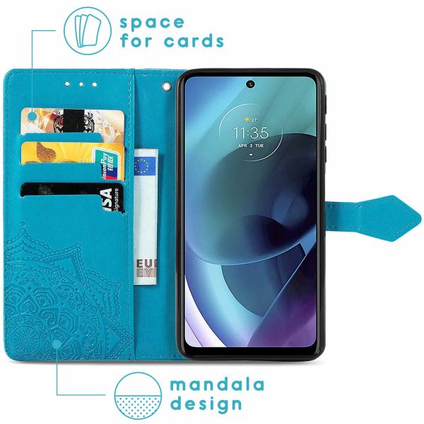 imoshion Etui de téléphone portefeuille Mandala Motorola Moto G51 - Turquoise