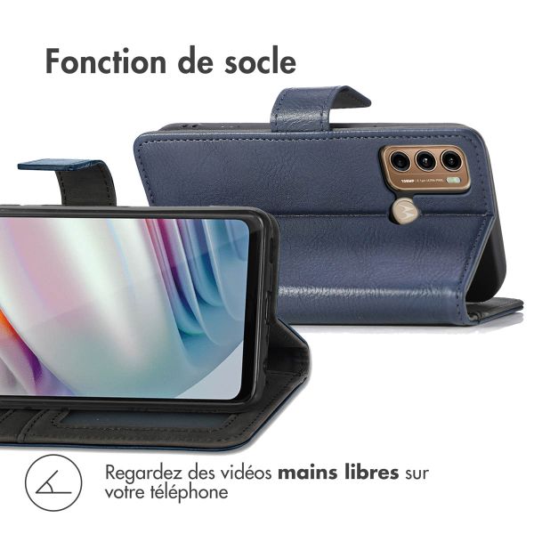 imoshion Étui de téléphone portefeuille Luxe Motorola Moto G60 - Bleu foncé