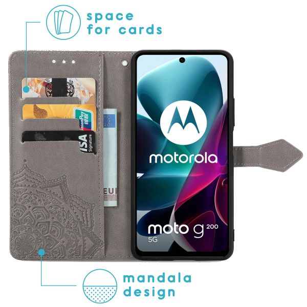 imoshion Etui de téléphone portefeuille Mandala Motorola Moto G200 - Gris