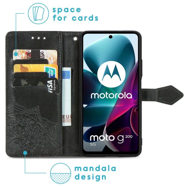 imoshion Etui de téléphone portefeuille Mandala Motorola Moto G200 - Noir