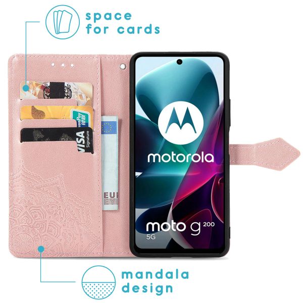 imoshion Etui de téléphone portefeuille Mandala Motorola Moto G200 - Rose Dorée