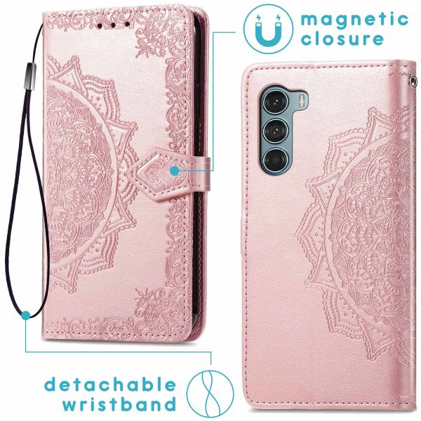 imoshion Etui de téléphone portefeuille Mandala Motorola Moto G200 - Rose Dorée