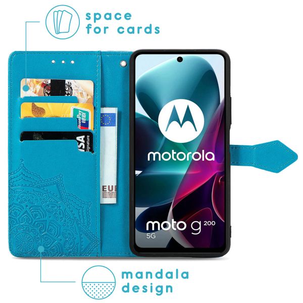 imoshion Etui de téléphone portefeuille Mandala Motorola Moto G200 - Turquoise