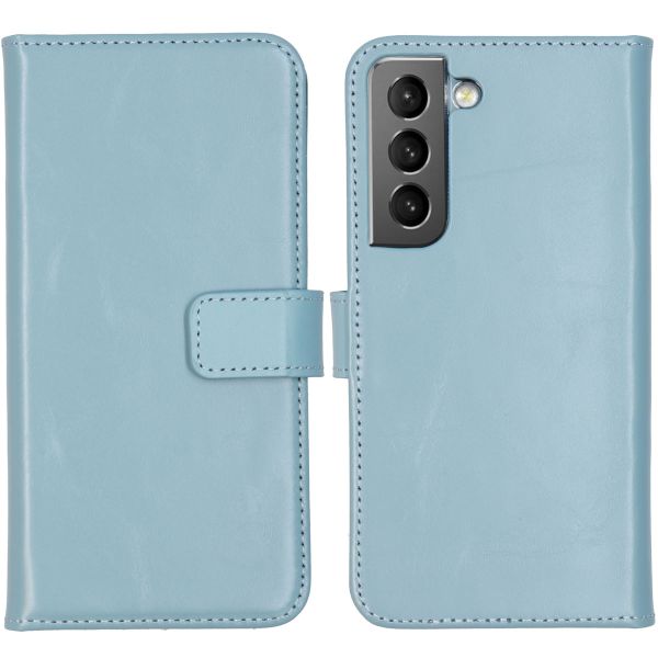 Selencia Étui de téléphone portefeuille en cuir véritable Samsung Galaxy S22 - Air Blue