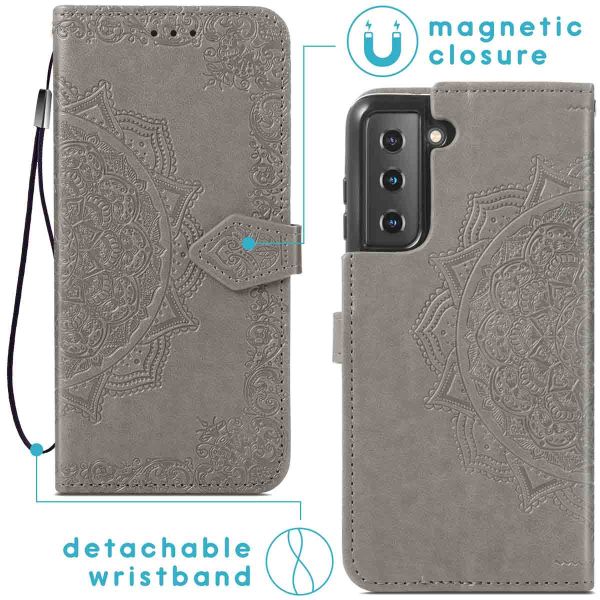 imoshion Etui de téléphone portefeuille Mandala Samsung Galaxy S22 - Gris