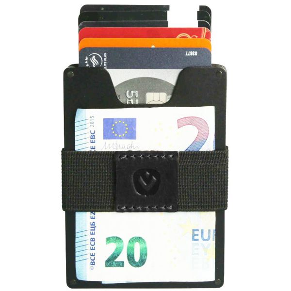 Valenta ﻿Card Case Alu + Money Strap - Black