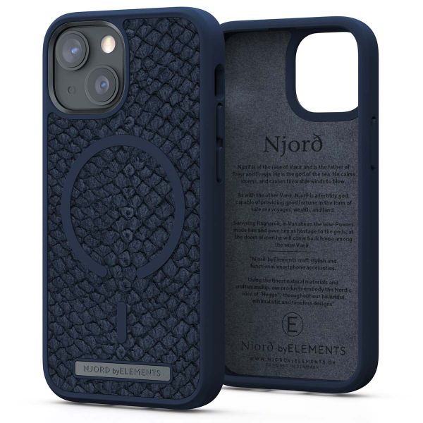 Njorð Collections Coque Salmon Leather MagSafe iPhone 13 Mini - Petrol