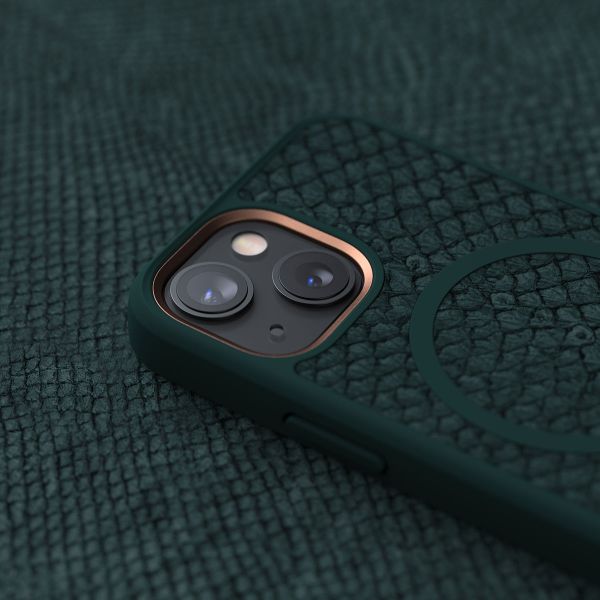 Njorð Collections Coque Salmon Leather MagSafe iPhone 13 Mini - Dark Green