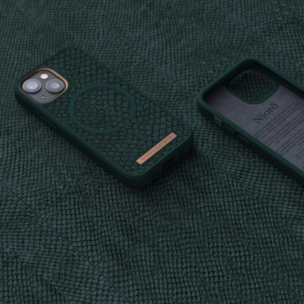 Njorð Collections Coque Salmon Leather MagSafe iPhone 13 Mini - Dark Green