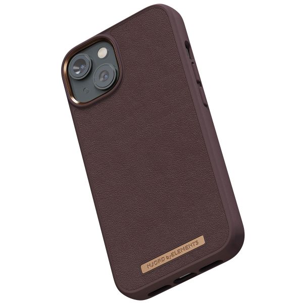 Njorð Collections Coque en cuir véritable MagSafe iPhone 14 - Dark Brown