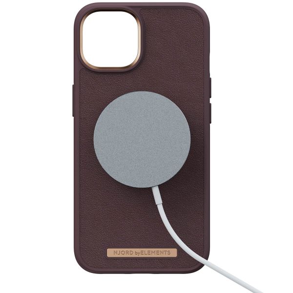 Njorð Collections Coque en cuir véritable MagSafe iPhone 14 - Dark Brown