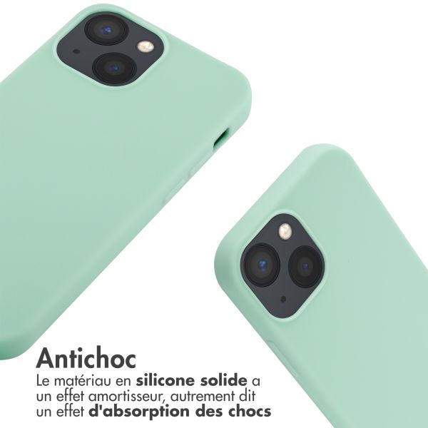 iMoshion ﻿Coque en silicone avec cordon iPhone 13 Mini - Menthe verte