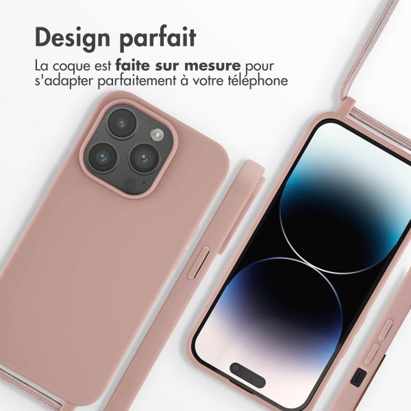 iMoshion ﻿Coque en silicone avec cordon iPhone 14 Pro - Sand Pink