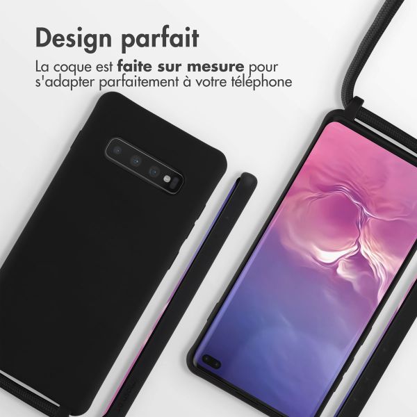 imoshion ﻿Coque en silicone avec cordon Samsung Galaxy S10 Plus - Noir