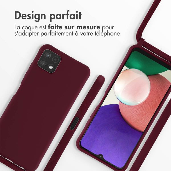 iMoshion ﻿Coque en silicone avec cordon Samsung Galaxy A22 (5G) - Rouge foncé