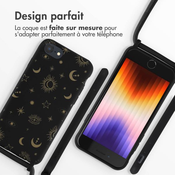 iMoshion Coque design en silicone avec cordon iPhone SE (2022 / 2020) / 8 / 7 - Sky Black