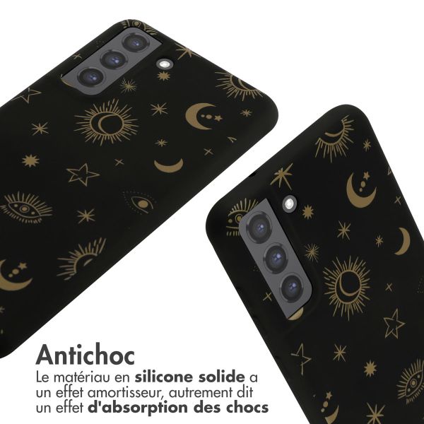 imoshion Coque design en silicone avec cordon Samsung Galaxy S21 FE - Sky Black