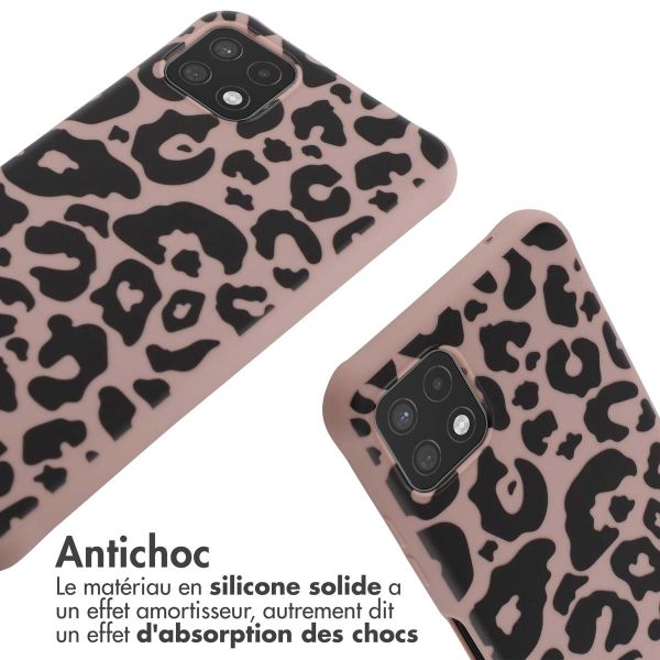 iMoshion Coque design en silicone avec cordon Samsung Galaxy A22 (5G) - Animal Pink