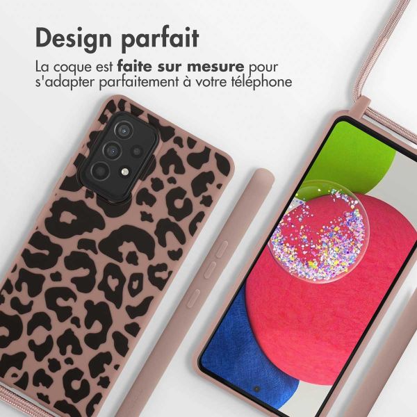 imoshion Coque design en silicone avec cordon Samsung Galaxy A53 - Animal Pink