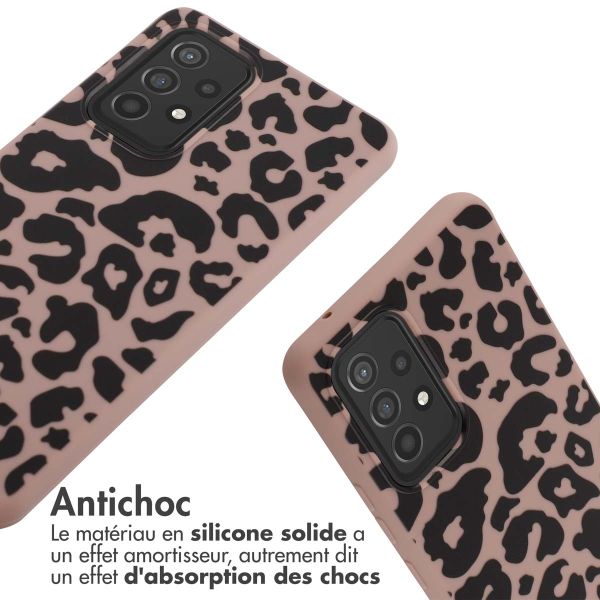 imoshion Coque design en silicone avec cordon Samsung Galaxy A53 - Animal Pink