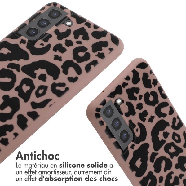 imoshion Coque design en silicone avec cordon Samsung Galaxy S21 FE - Animal Pink