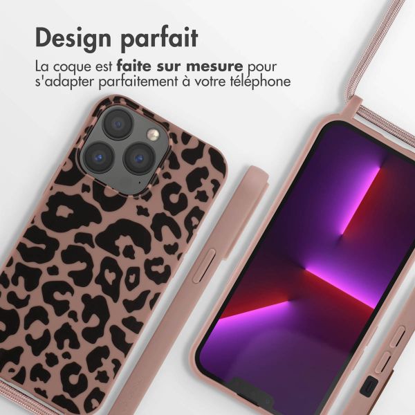 iMoshion Coque design en silicone avec cordon iPhone 13 Pro - Animal Pink