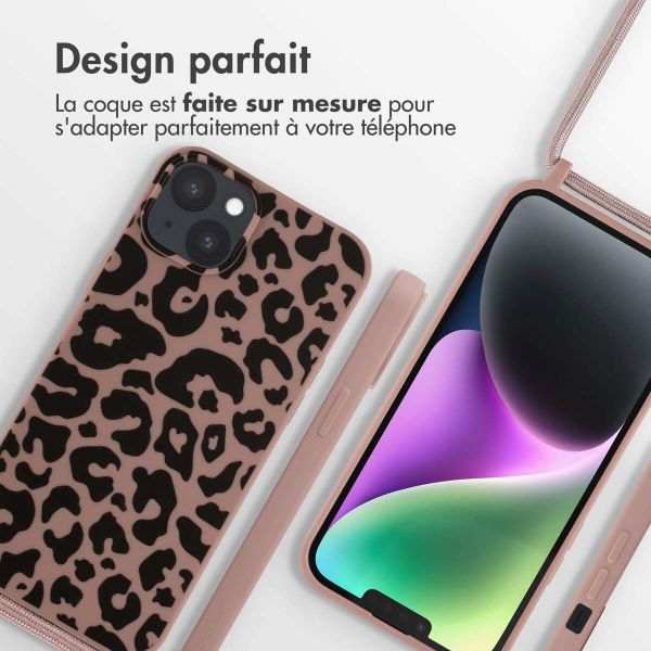 imoshion Coque design en silicone avec cordon iPhone 14 Plus - Animal Pink