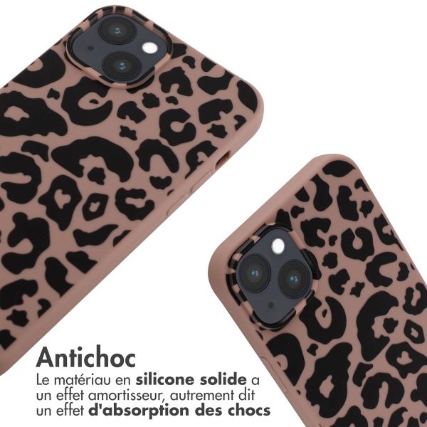 iMoshion Coque design en silicone avec cordon iPhone 14 Plus - Animal Pink