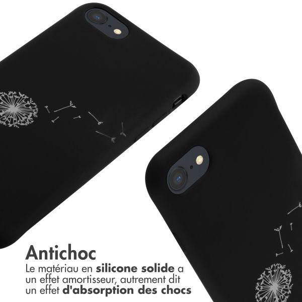 imoshion Coque design en silicone avec cordon iPhone SE (2022 / 2020) / 8 / 7 - Dandelion Black