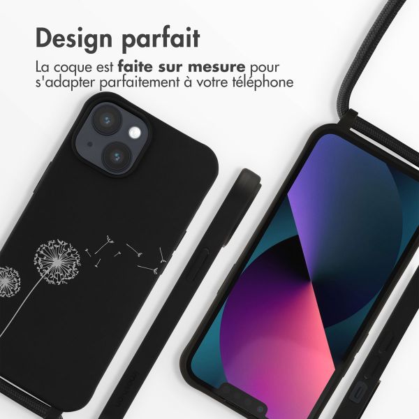 iMoshion Coque design en silicone avec cordon iPhone 14 - Dandelion Black