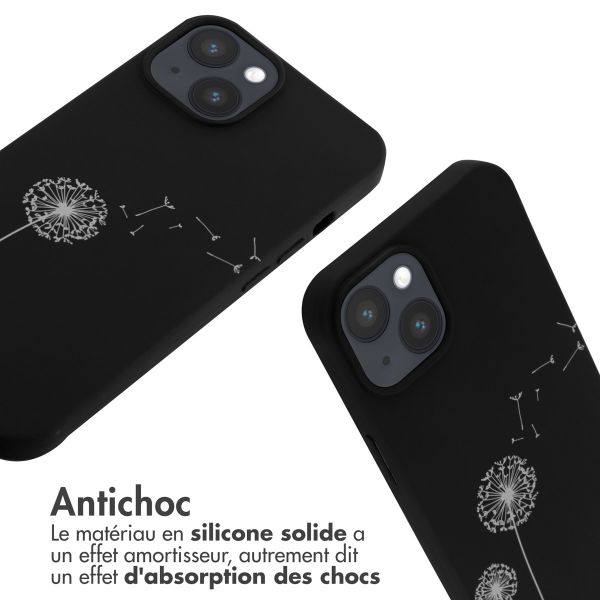 iMoshion Coque design en silicone avec cordon iPhone 14 - Dandelion Black