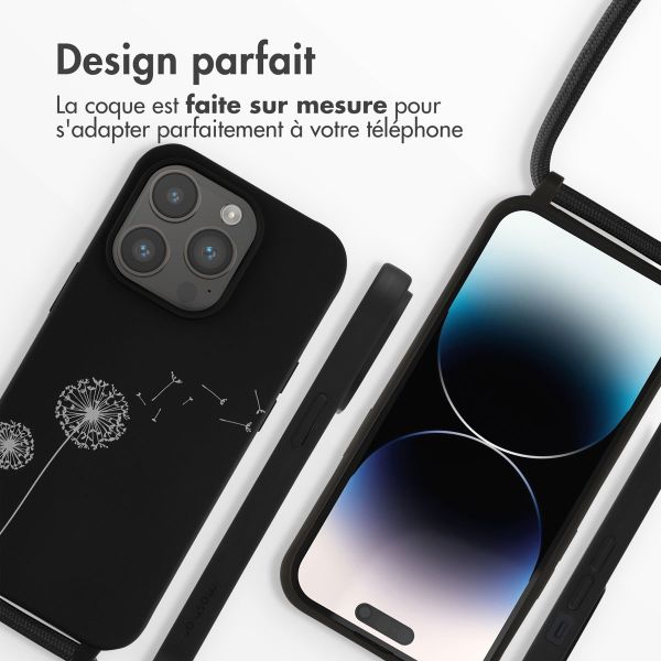 iMoshion Coque design en silicone avec cordon iPhone 14 Pro - Dandelion Black