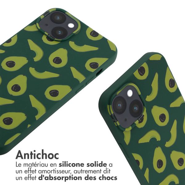 iMoshion Coque design en silicone avec cordon iPhone 14 Plus - Avocado Green