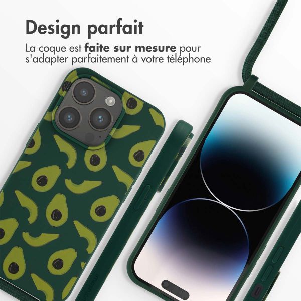 iMoshion Coque design en silicone avec cordon iPhone 14 Pro - Avocado Green