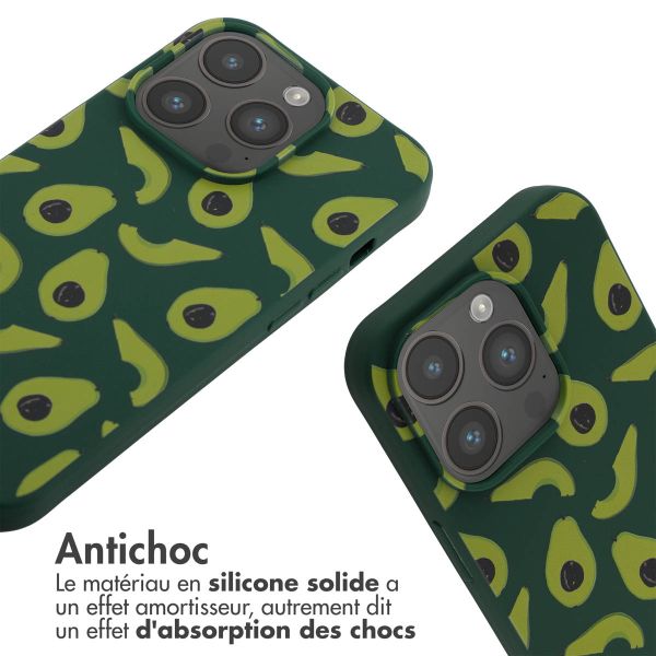 iMoshion Coque design en silicone avec cordon iPhone 14 Pro - Avocado Green