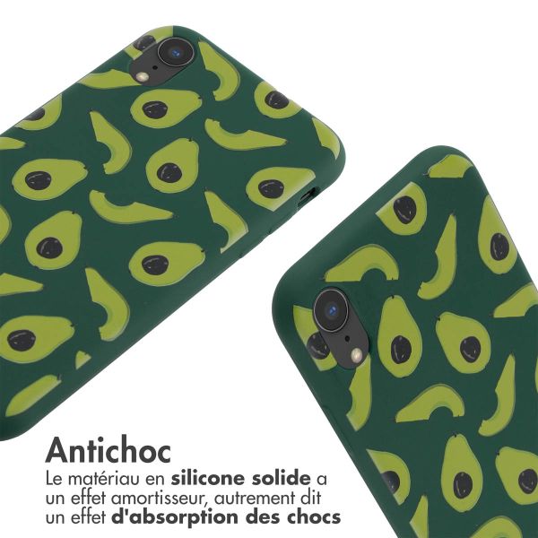 iMoshion Coque design en silicone avec cordon iPhone Xr - Avocado Green