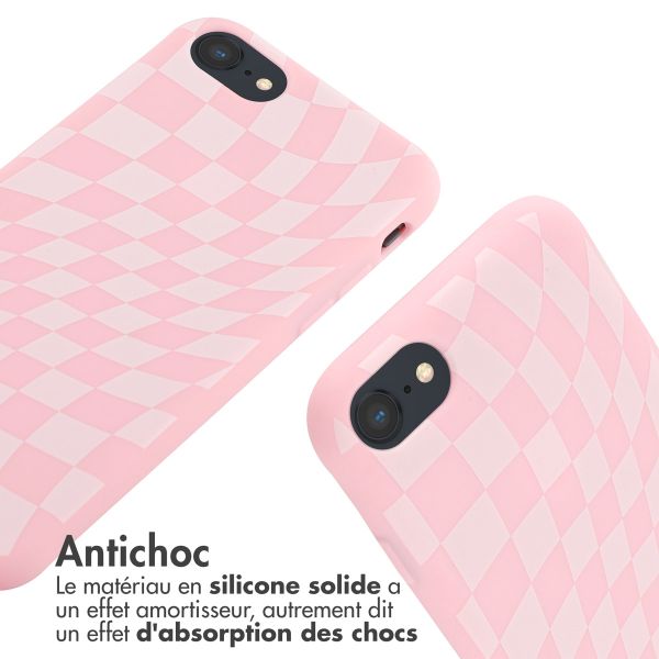 imoshion Coque design en silicone avec cordon iPhone SE (2022 / 2020) / 8 / 7 - Retro Pink