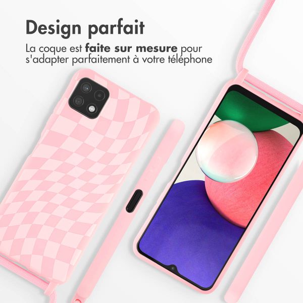 iMoshion Coque design en silicone avec cordon Samsung Galaxy A22 (5G) - Retro Pink