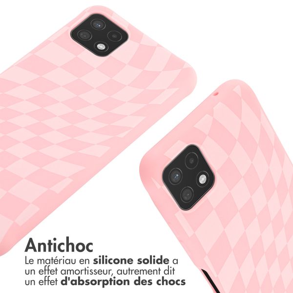 iMoshion Coque design en silicone avec cordon Samsung Galaxy A22 (5G) - Retro Pink