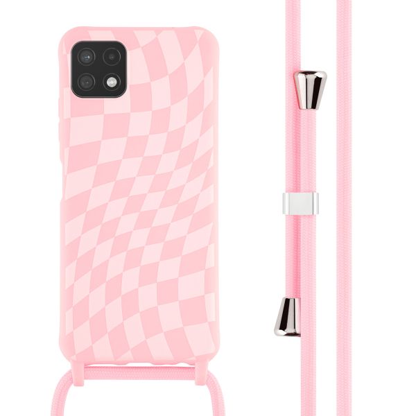 iMoshion Coque design en silicone avec cordon Samsung Galaxy A22 (5G) - Retro Pink